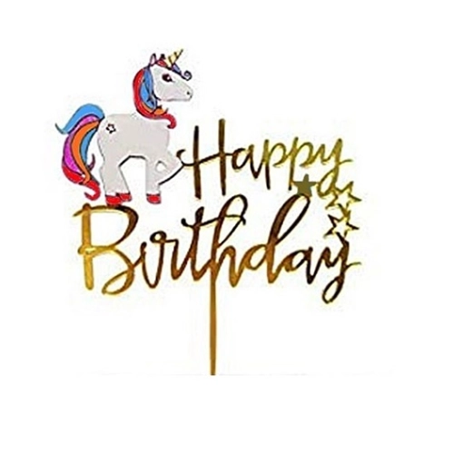 Topper ozdoby na tort jednorożec napis Happy Birthday dekoracje urodzinowe unicorn